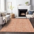 9' X 12' Salmon And Ivory Floral Washable Area Rug With UV Protection