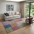 9' X 12' Copper Blue And Purple Patchwork Washable Area Rug With UV Protection
