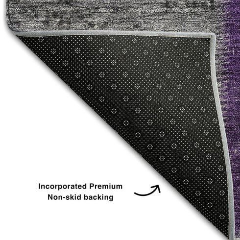 8' X 10' Eggplant Gray And Purple Patchwork Washable Area Rug With UV Protection