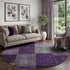 8' X 10' Eggplant Gray And Purple Patchwork Washable Area Rug With UV Protection