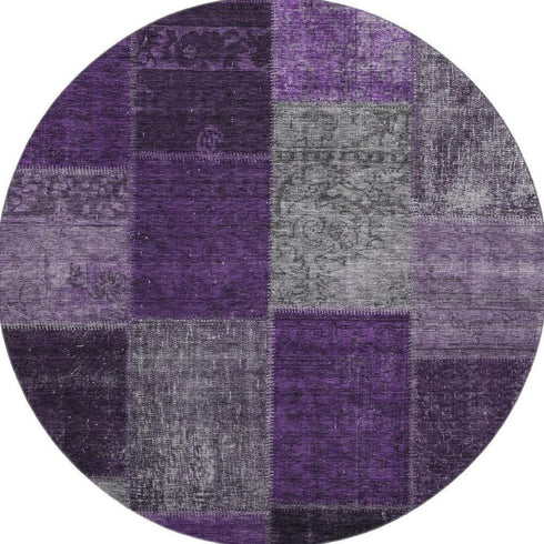 8' X 10' Eggplant Gray And Purple Patchwork Washable Area Rug With UV Protection
