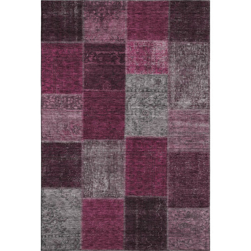 9' X 12' Merlot Gray And Burgundy Patchwork Washable Area Rug With UV Protection