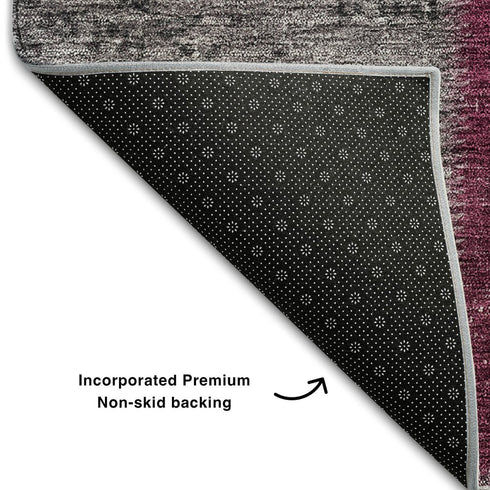 9' X 12' Merlot Gray And Burgundy Patchwork Washable Area Rug With UV Protection