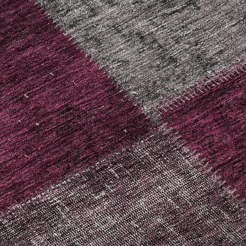 9' X 12' Merlot Gray And Burgundy Patchwork Washable Area Rug With UV Protection
