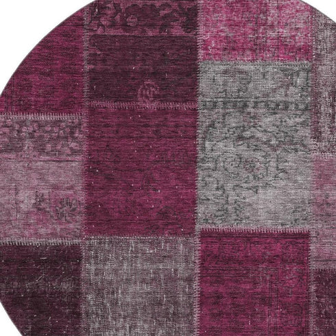 9' X 12' Merlot Gray And Burgundy Patchwork Washable Area Rug With UV Protection