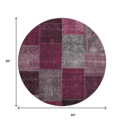 9' X 12' Merlot Gray And Burgundy Patchwork Washable Area Rug With UV Protection