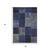 9' X 12' Navy Blue And Gray Patchwork Washable Area Rug With UV Protection