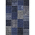 9' X 12' Navy Blue And Gray Patchwork Washable Area Rug With UV Protection