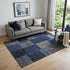 9' X 12' Navy Blue And Gray Patchwork Washable Area Rug With UV Protection
