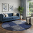 9' X 12' Navy Blue And Gray Patchwork Washable Area Rug With UV Protection
