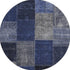 9' X 12' Navy Blue And Gray Patchwork Washable Area Rug With UV Protection