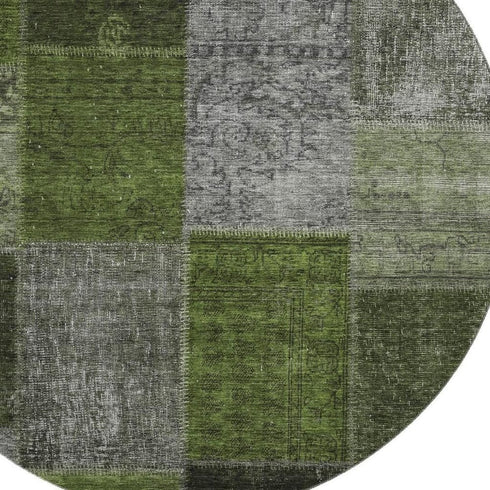9' X 12' Olive Green And Gray Patchwork Washable Area Rug With UV Protection