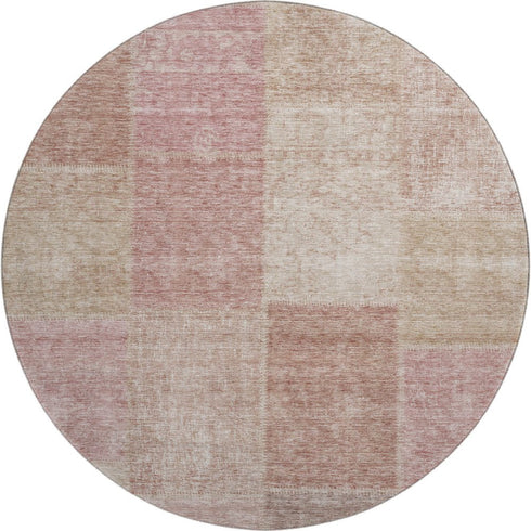 9' X 12' Blush And Beige Patchwork Washable Area Rug With UV Protection