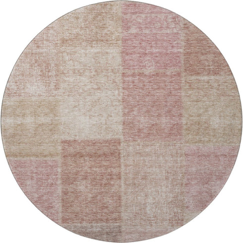 9' X 12' Blush And Beige Patchwork Washable Area Rug With UV Protection