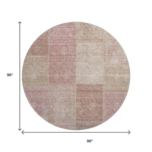 9' X 12' Blush And Beige Patchwork Washable Area Rug With UV Protection