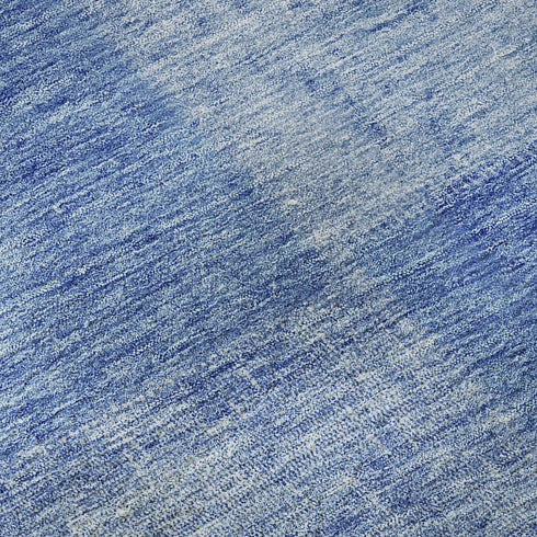 9' X 12' Denim Blue And Ivory Patchwork Washable Area Rug With UV Protection