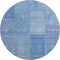9' X 12' Denim Blue And Ivory Patchwork Washable Area Rug With UV Protection