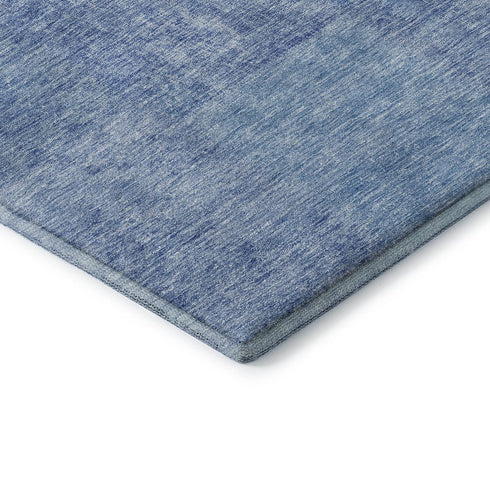 9' X 12' Denim Blue And Ivory Patchwork Washable Area Rug With UV Protection