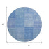 9' X 12' Denim Blue And Ivory Patchwork Washable Area Rug With UV Protection