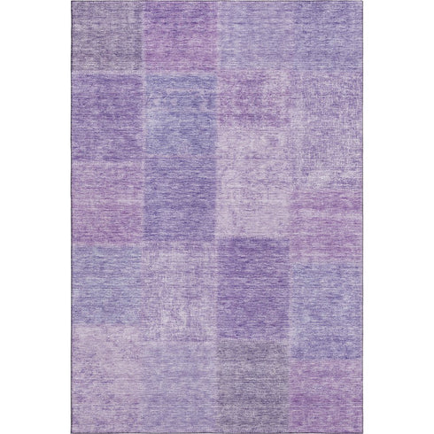 9' X 12' Lavender And Purple Patchwork Washable Area Rug With UV Protection