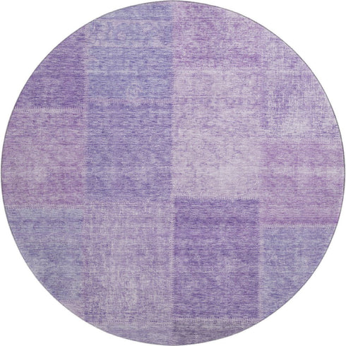 9' X 12' Lavender And Purple Patchwork Washable Area Rug With UV Protection
