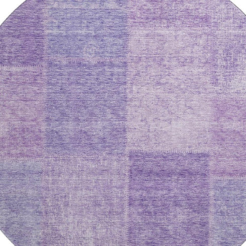 9' X 12' Lavender And Purple Patchwork Washable Area Rug With UV Protection