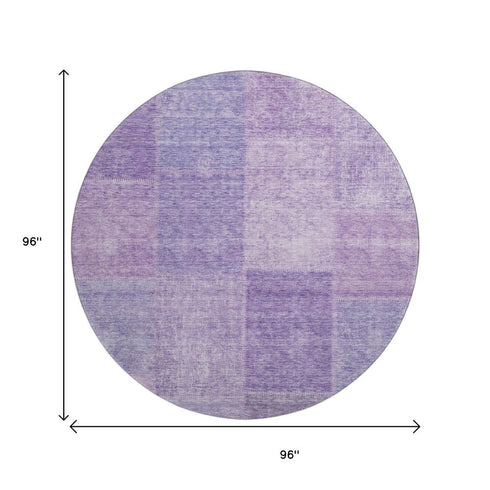 9' X 12' Lavender And Purple Patchwork Washable Area Rug With UV Protection