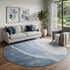 9' X 12' Blue And Ivory Abstract Washable Area Rug With UV Protection