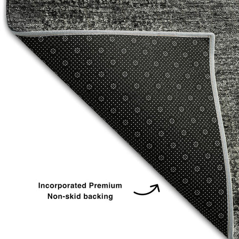 9' X 12' Charcoal And Ivory Abstract Washable Area Rug With UV Protection