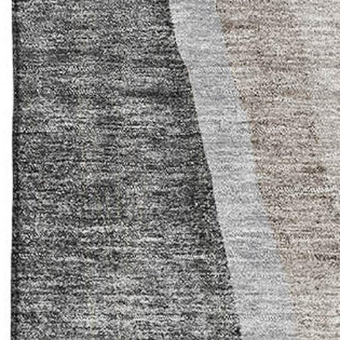 9' X 12' Charcoal And Ivory Abstract Washable Area Rug With UV Protection