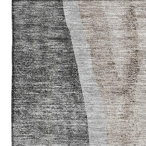 9' X 12' Charcoal And Ivory Abstract Washable Area Rug With UV Protection