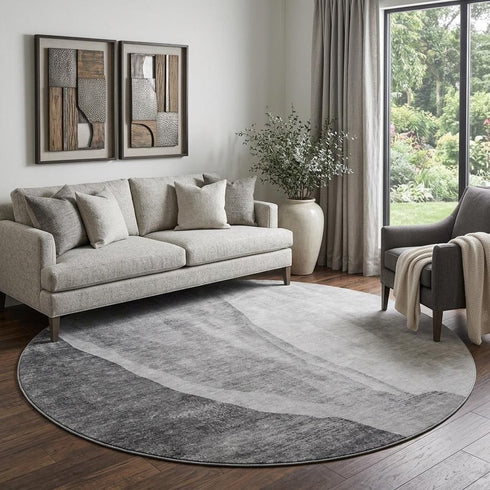 8' X 10' Gray And Ivory Abstract Washable Area Rug With UV Protection