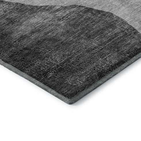 8' X 10' Gray And Ivory Abstract Washable Area Rug With UV Protection