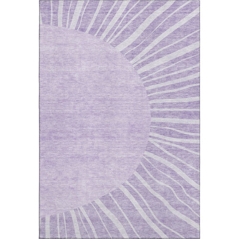 9' X 12' Lavender And Ivory Abstract Washable Area Rug With UV Protection