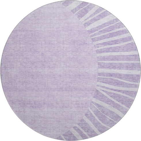 9' X 12' Lavender And Ivory Abstract Washable Area Rug With UV Protection