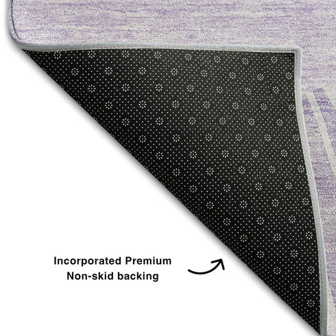 9' X 12' Lavender And Ivory Abstract Washable Area Rug With UV Protection