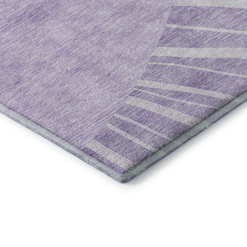 9' X 12' Lavender And Ivory Abstract Washable Area Rug With UV Protection