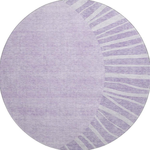 9' X 12' Lavender And Ivory Abstract Washable Area Rug With UV Protection
