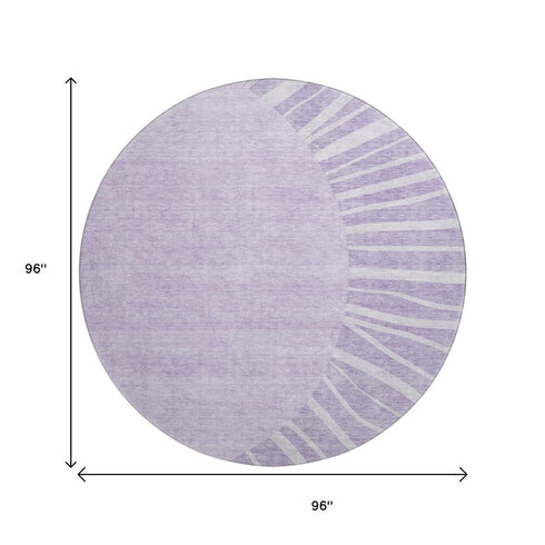 9' X 12' Lavender And Ivory Abstract Washable Area Rug With UV Protection