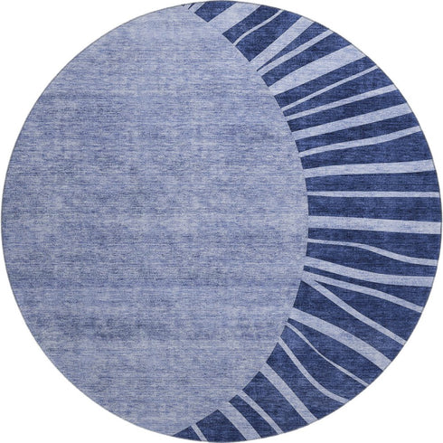 9' X 12' Navy Blue And Ivory Abstract Washable Area Rug With UV Protection