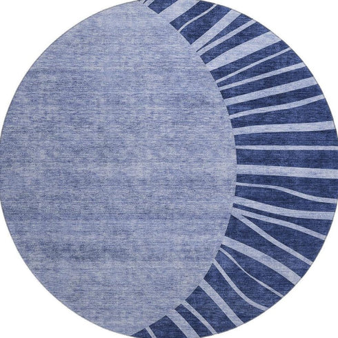 9' X 12' Navy Blue And Ivory Abstract Washable Area Rug With UV Protection