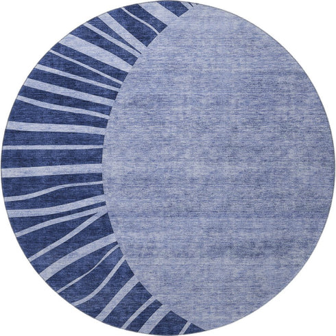 9' X 12' Navy Blue And Ivory Abstract Washable Area Rug With UV Protection