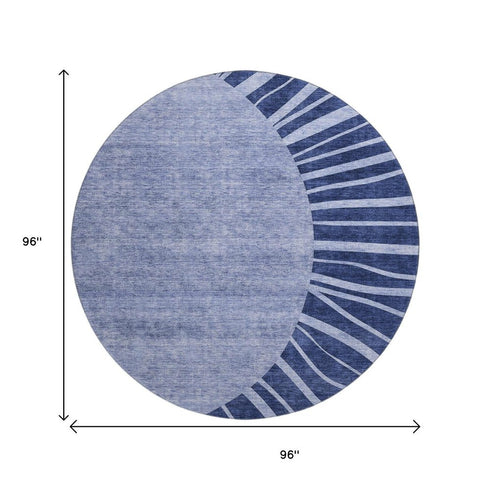 9' X 12' Navy Blue And Ivory Abstract Washable Area Rug With UV Protection