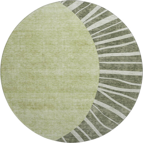 9' X 12' Olive Green And Ivory Abstract Washable Area Rug With UV Protection