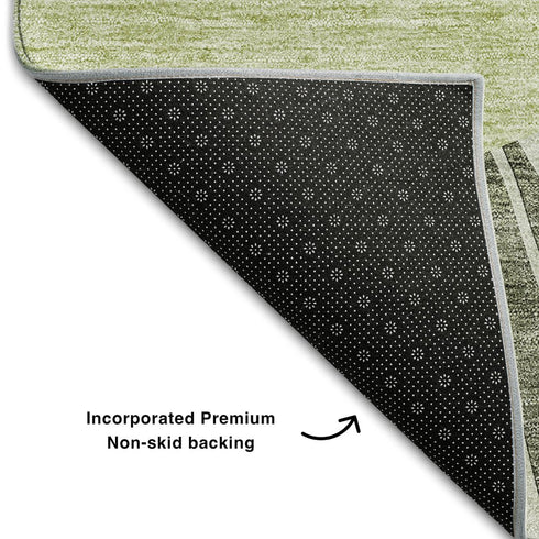 9' X 12' Olive Green And Ivory Abstract Washable Area Rug With UV Protection