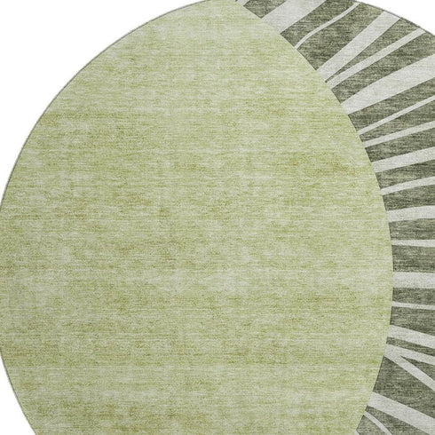 9' X 12' Olive Green And Ivory Abstract Washable Area Rug With UV Protection