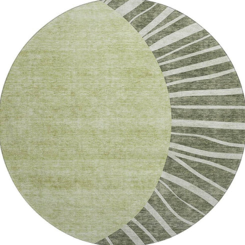 9' X 12' Olive Green And Ivory Abstract Washable Area Rug With UV Protection