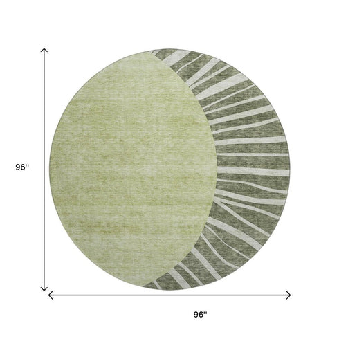 9' X 12' Olive Green And Ivory Abstract Washable Area Rug With UV Protection