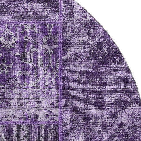 9' X 12' Eggplant And Gray Patchwork Washable Area Rug With UV Protection