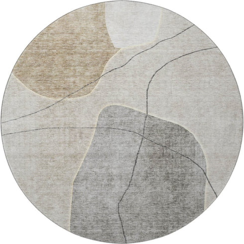 9' X 12' Beige And Brown Abstract Washable Area Rug With UV Protection